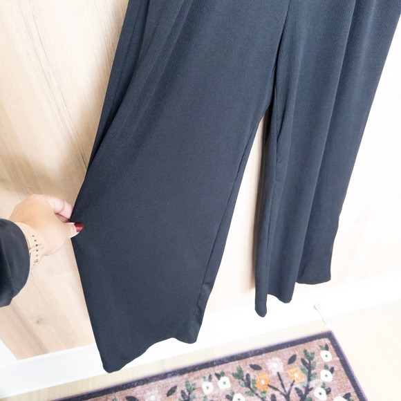 Cider Womens Jumpsuit Size S Black Sleeveless Wide Leg Ribbed Chic Minimalist - Picture 5 of 9